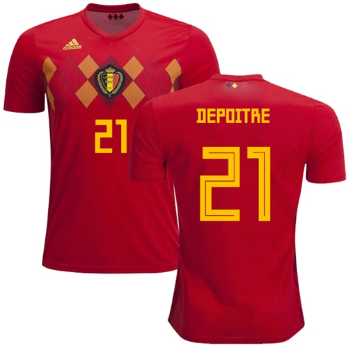 Belgium #21 Depoitre Red Soccer Country Jersey